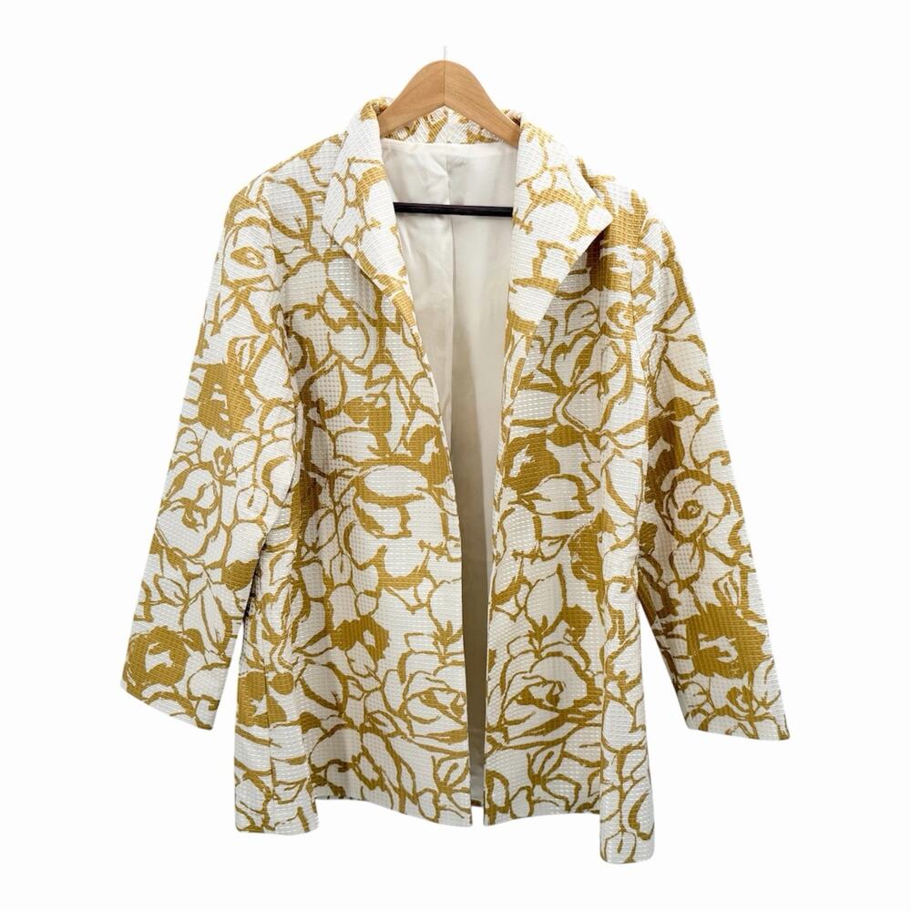Vintage Custom Made Blended Silk Textured Floral Blazer Evening Jacket Womens 2X
